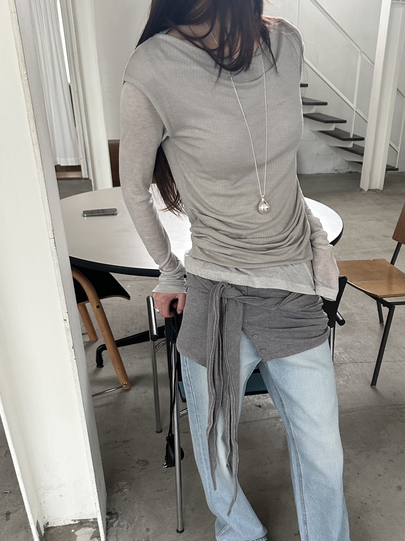 BOWIE韓國東大門直郵女裝新款26春夏休閑推薦熱賣長袖T恤BOWIE長袖T恤