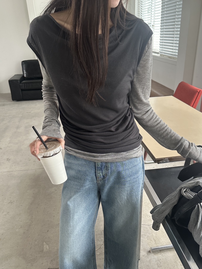 BOWIE韓國東大門直郵女裝新款26春夏休閑推薦熱賣長袖T恤BOWIE長袖T恤