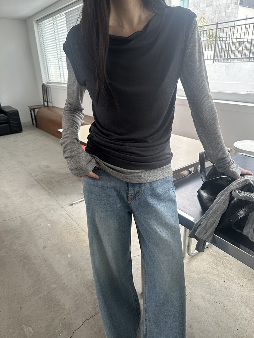 BOWIE韓國東大門直郵女裝新款26春夏休閑推薦熱賣長袖T恤BOWIE長袖T恤