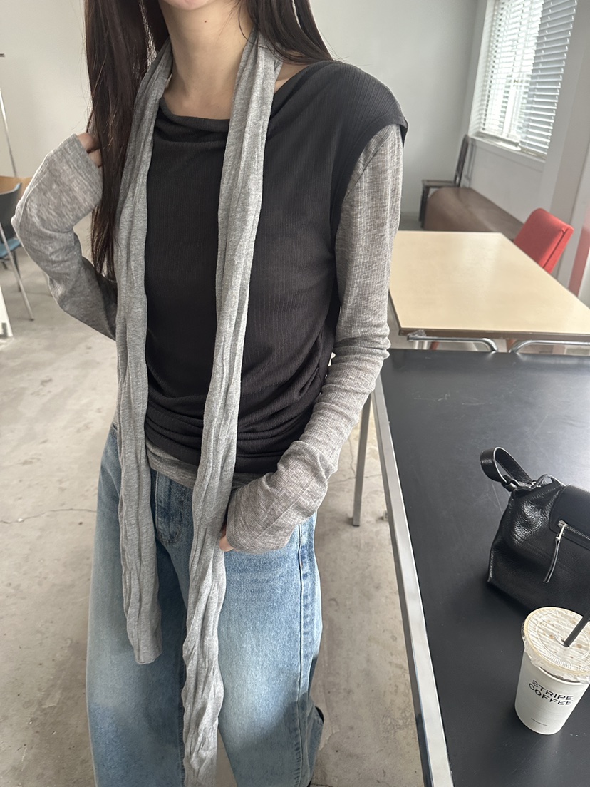 BOWIE韓國東大門直郵女裝新款26春夏休閑推薦熱賣長袖T恤BOWIE長袖T恤