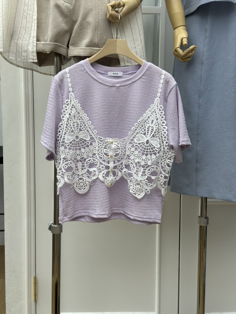 RE:FRESH-L韓國東大門代購女裝新款職業休閑26春夏推薦T恤RE:FRESHT恤圖色2