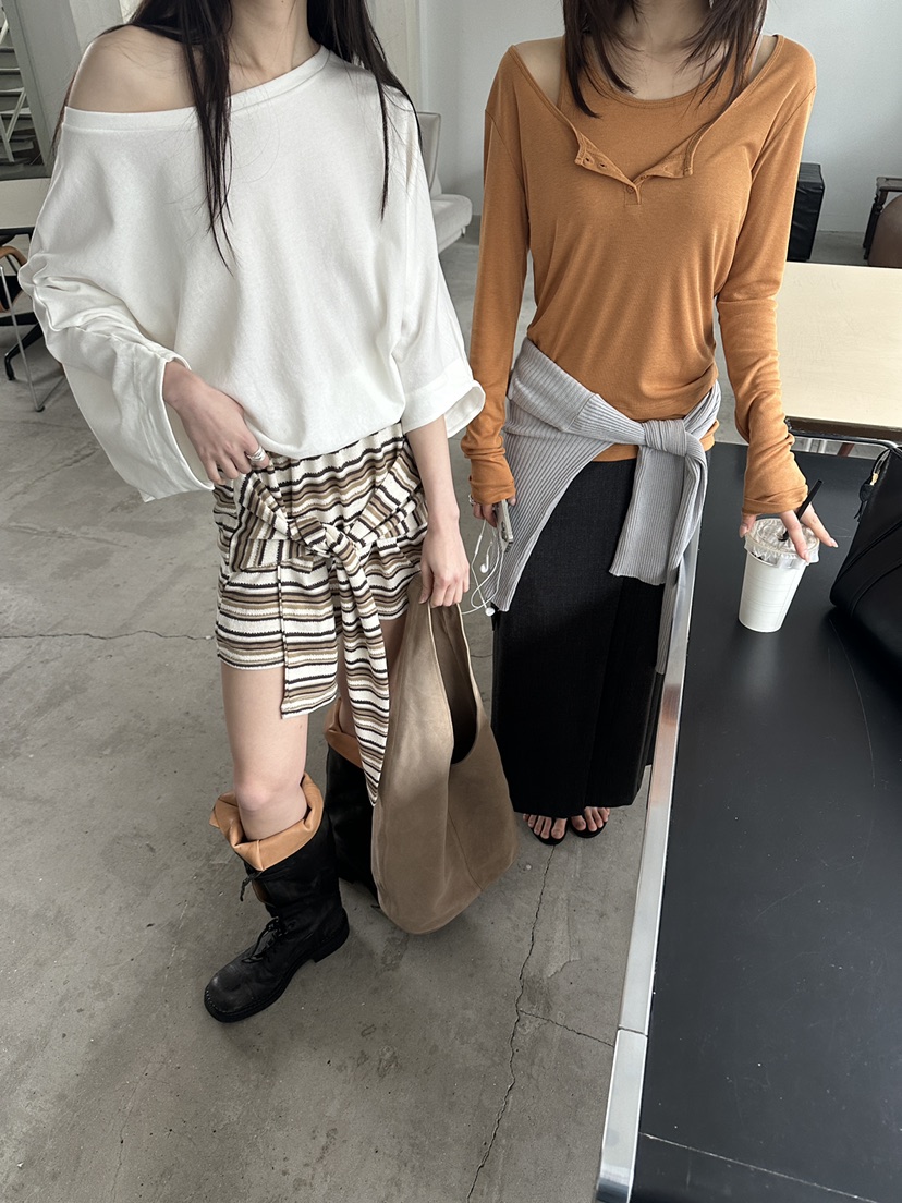 BOWIE韓國直郵女士新品時尚人氣休閑推薦長袖T恤不含內搭BOWIE長袖T恤