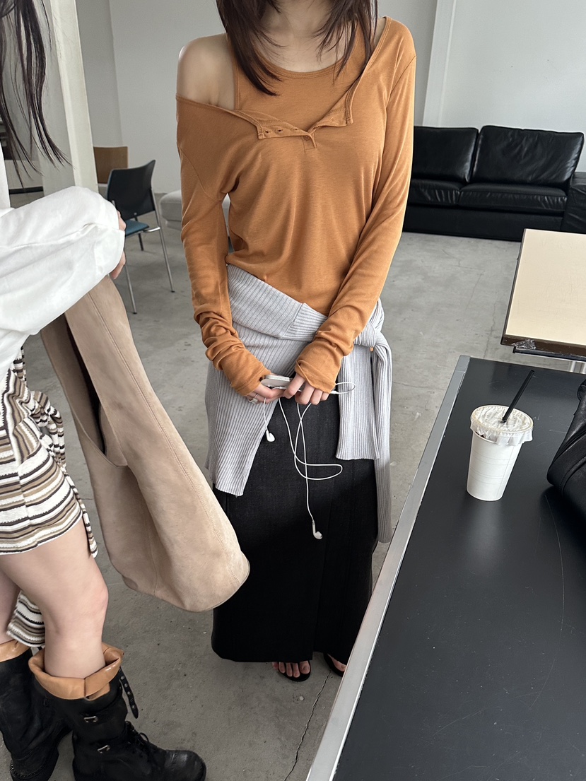 BOWIE韓國直郵女士新品時尚人氣休閑推薦長袖T恤不含內搭BOWIE長袖T恤