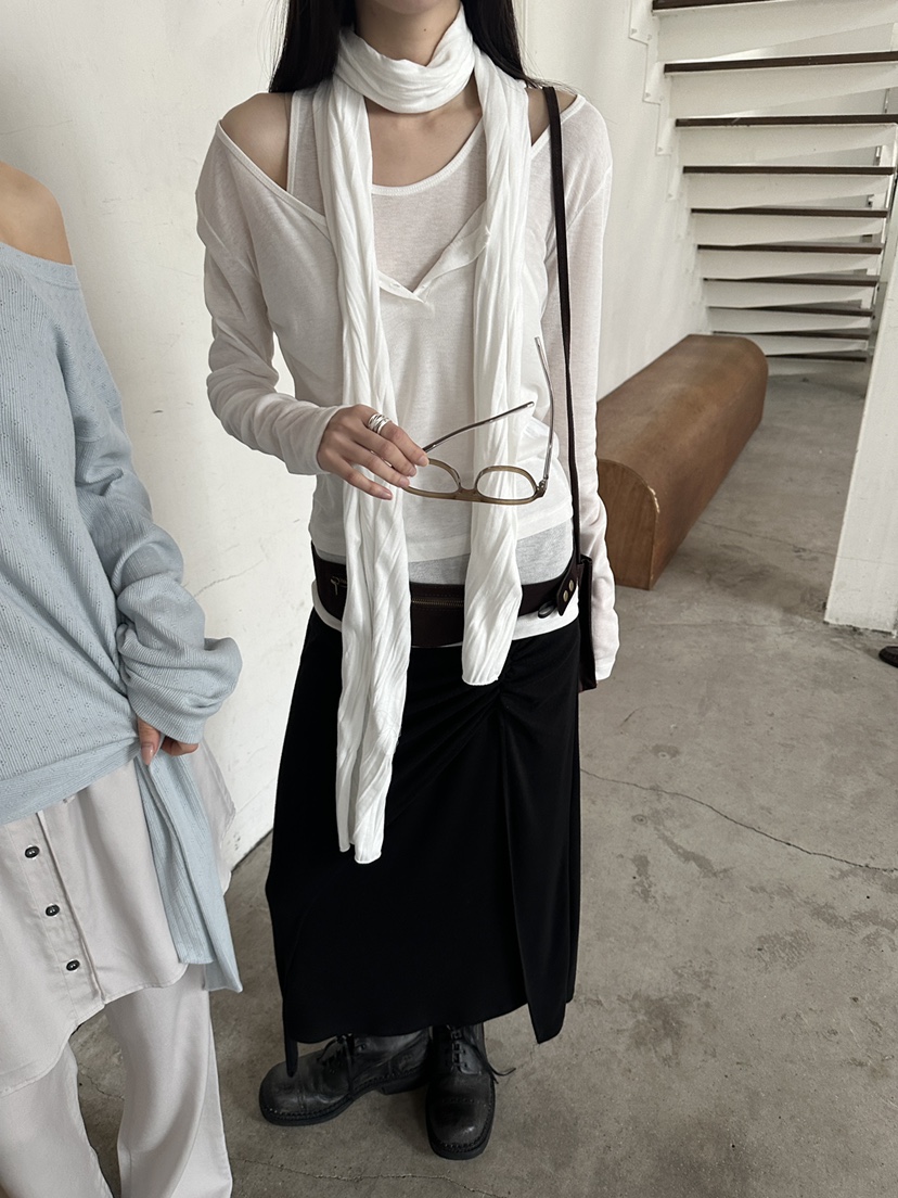 BOWIE韓國直郵女士新品時尚人氣休閑推薦長袖T恤不含內搭BOWIE長袖T恤