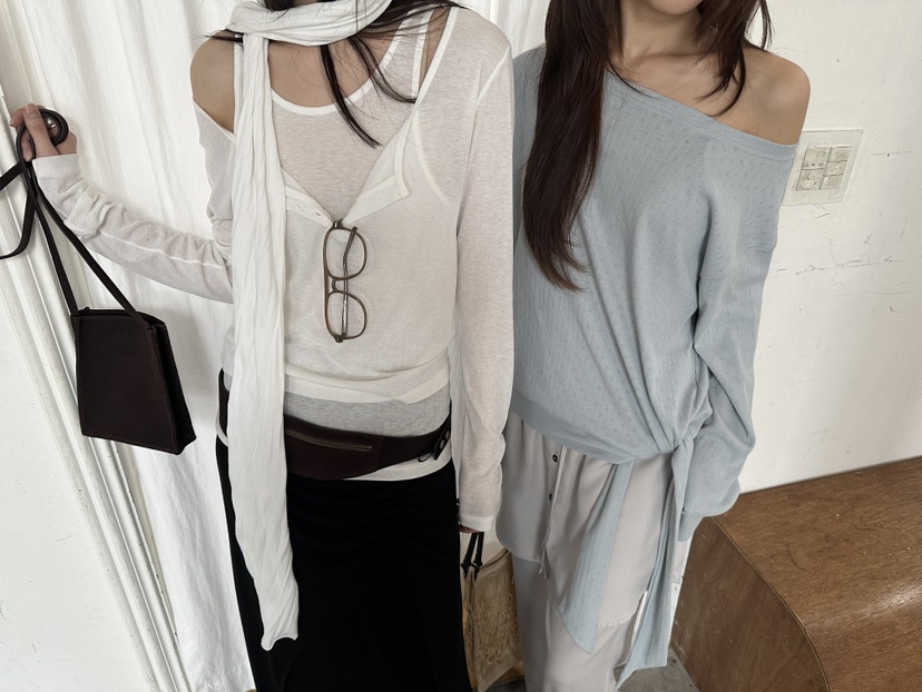 BOWIE韓國直郵女士新品時尚人氣休閑推薦長袖T恤不含內搭BOWIE長袖T恤