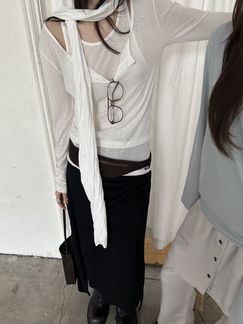 BOWIE韓國直郵女士新品時尚人氣休閑推薦長袖T恤不含內搭BOWIE長袖T恤