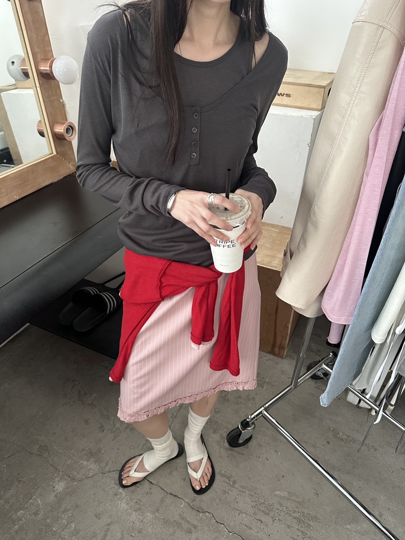 BOWIE韓國直郵女士新品時尚人氣休閑推薦長袖T恤不含內搭BOWIE長袖T恤