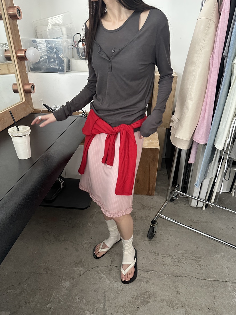 BOWIE韓國直郵女士新品時尚人氣休閑推薦長袖T恤不含內搭BOWIE長袖T恤