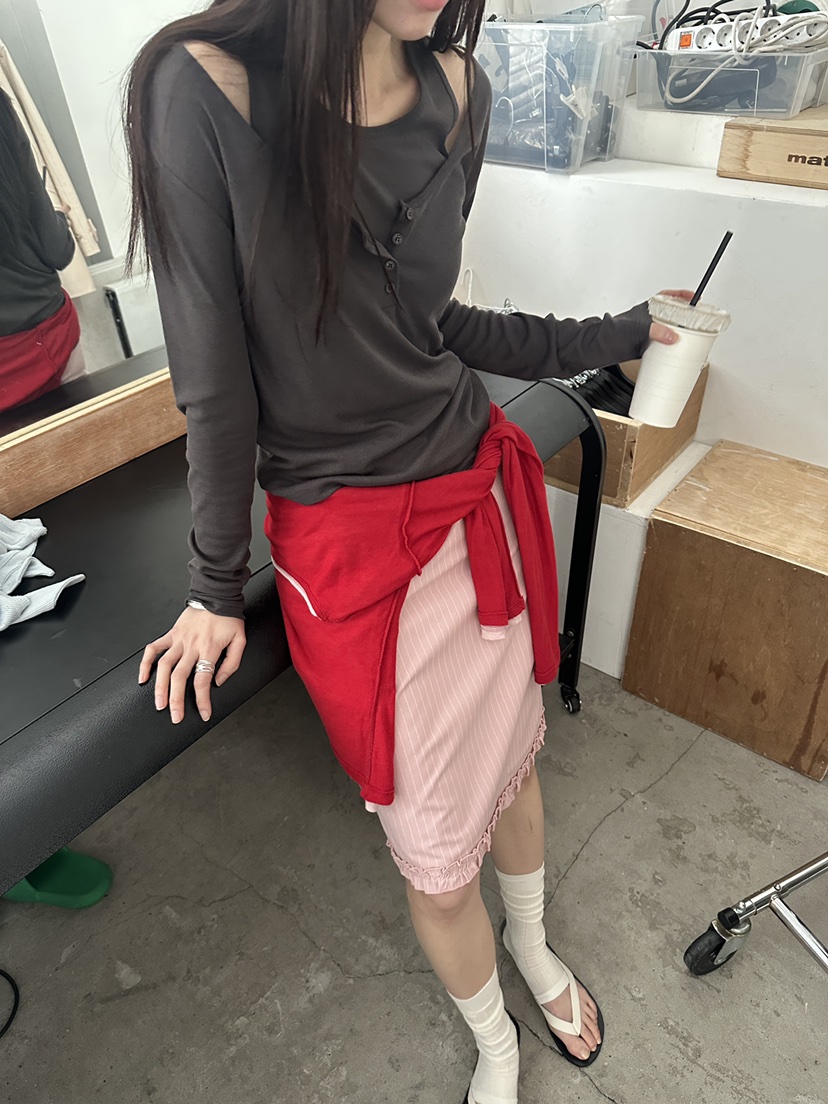 BOWIE韓國直郵女士新品時尚人氣休閑推薦長袖T恤不含內搭BOWIE長袖T恤