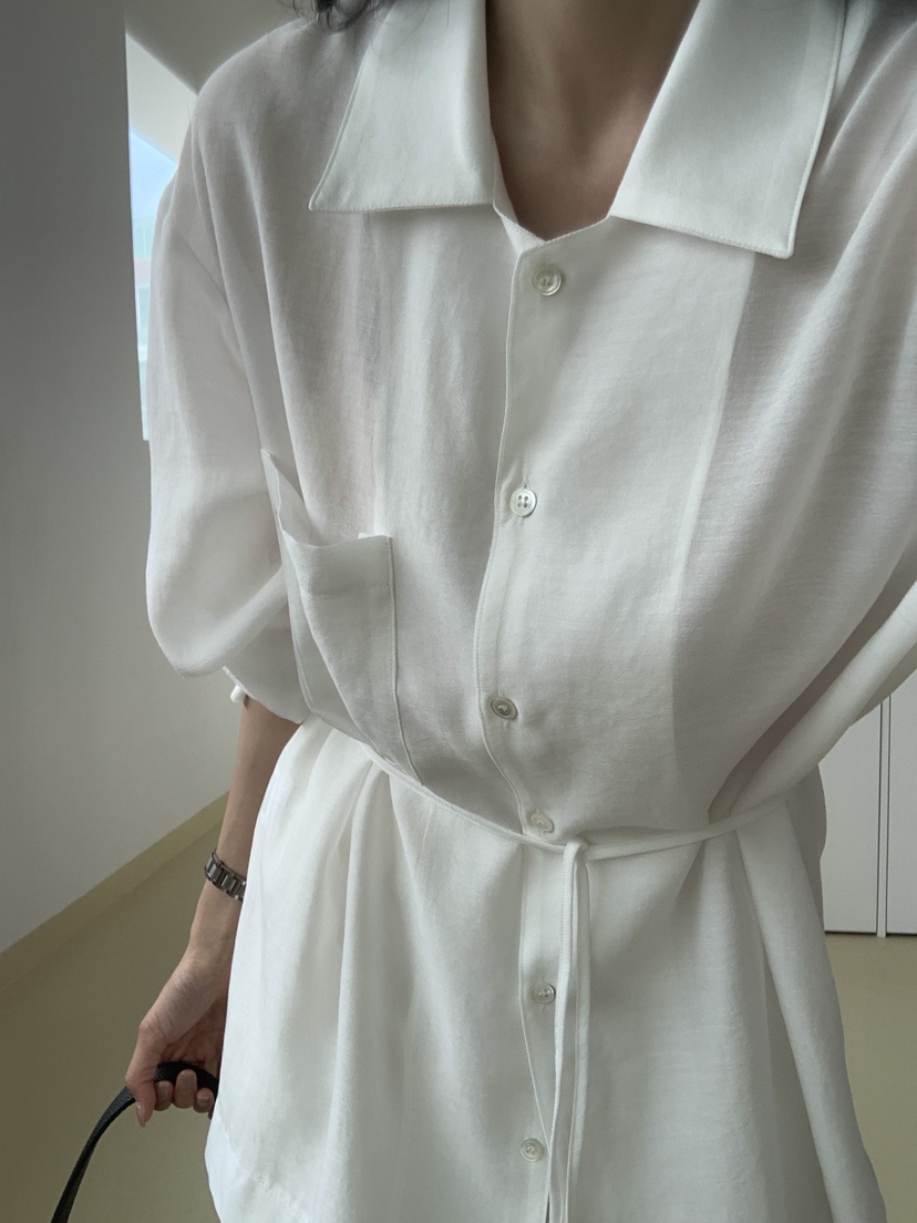 NOTICE韓國直郵實拍女士新款推薦26春夏襯衫蕾絲衫含腰繩NOTICE襯衫/蕾絲衫