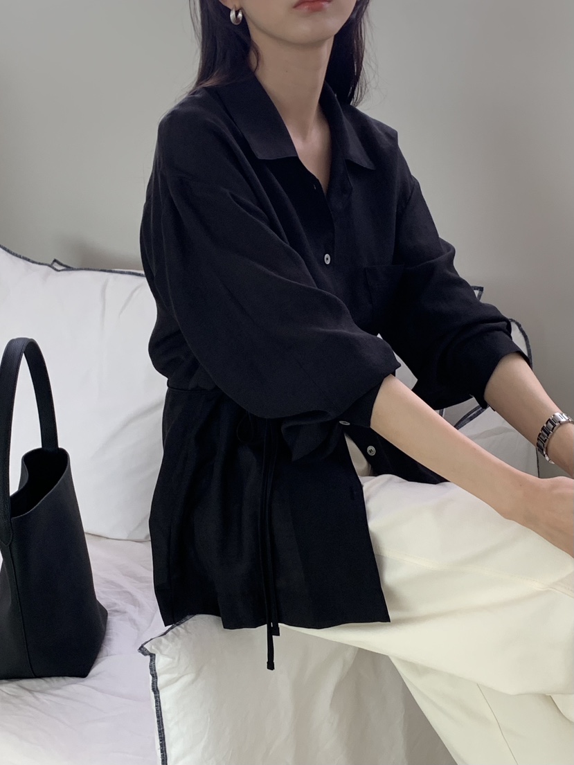 NOTICE韓國直郵實拍女士新款推薦26春夏襯衫蕾絲衫含腰繩NOTICE襯衫/蕾絲衫