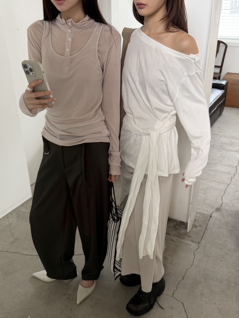 BOWIE韓國東大門直郵女裝新款休閑熱賣26春夏人氣長袖T恤BOWIE長袖T恤