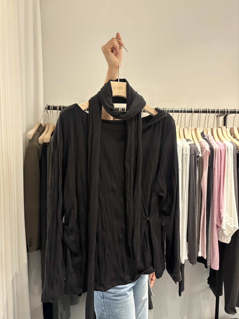 BOWIE韓國東大門直郵女裝新款休閑熱賣26春夏人氣長袖T恤BOWIE長袖T恤圖色3