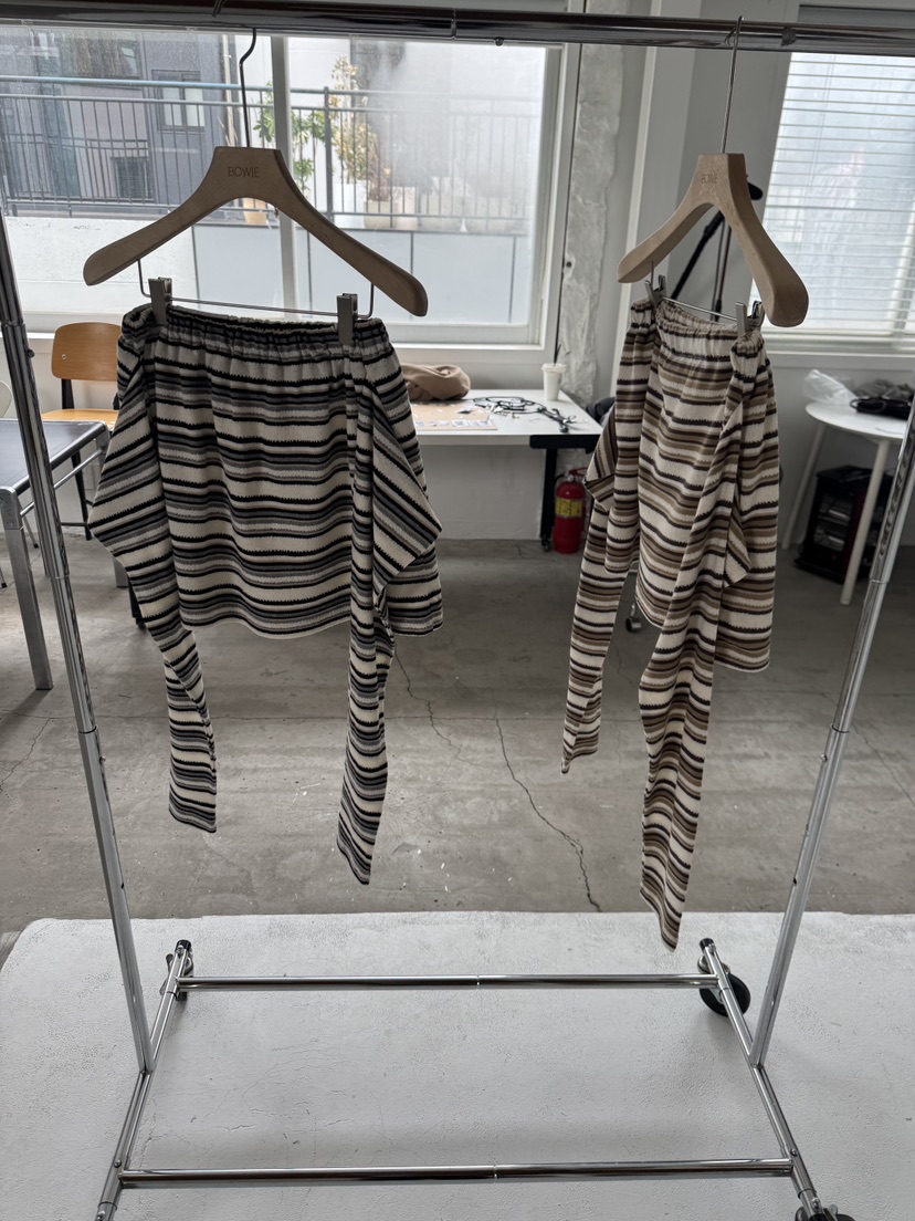 BOWIE韓國直郵女士新款推薦26春夏時尚休閑人氣短裙系帶條紋BOWIE短裙