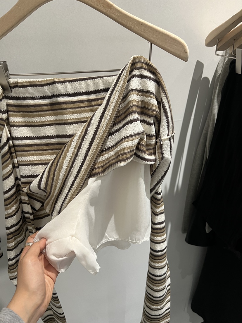 BOWIE韓國直郵女士新款推薦26春夏時尚休閑人氣短裙系帶條紋BOWIE短裙