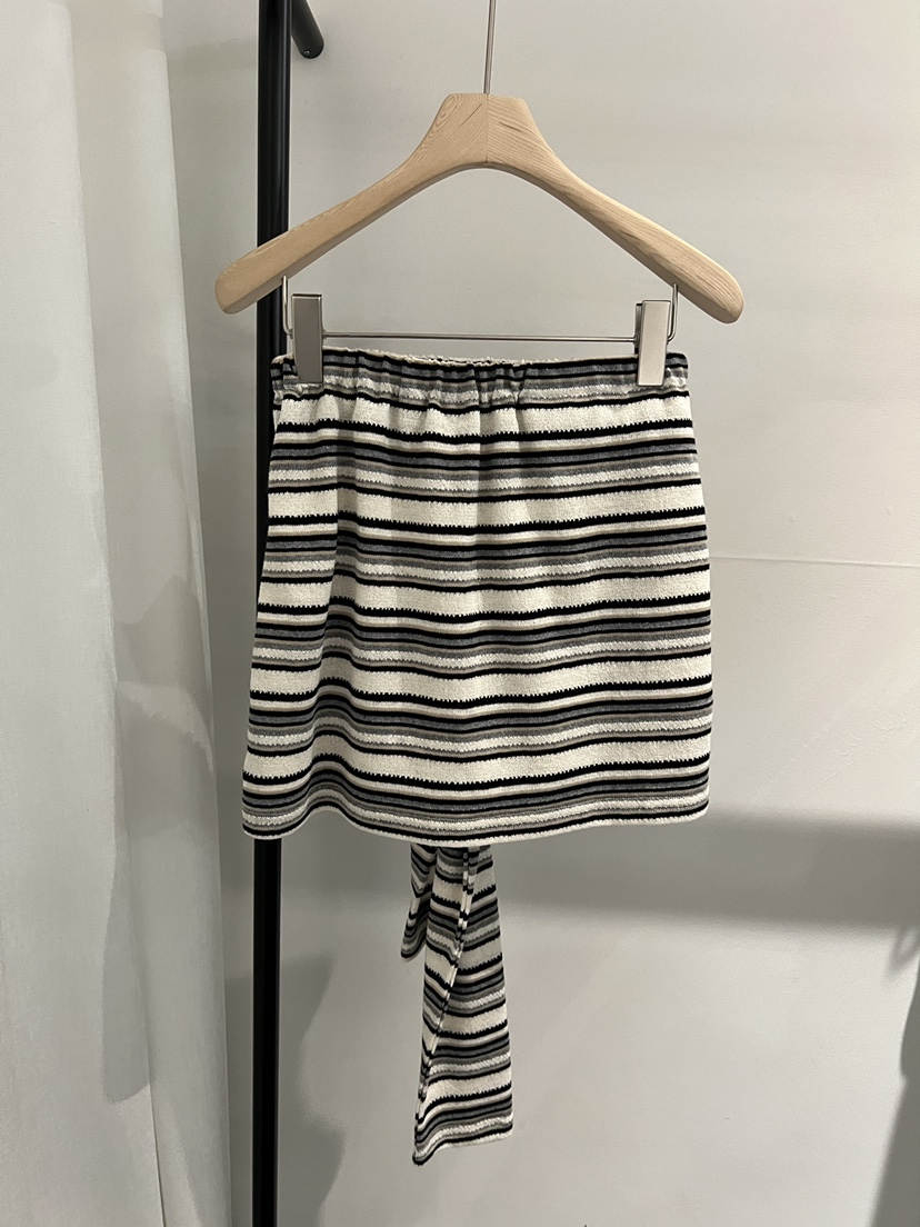 BOWIE韓國直郵女士新款推薦26春夏時尚休閑人氣短裙系帶條紋BOWIE短裙