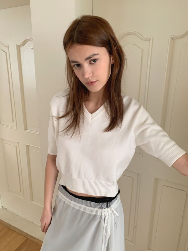 LIVE FOREVER韓國東大門代購女士新品熱賣人氣針織衫V領LIVE FOR_EVER針織衫圖色1