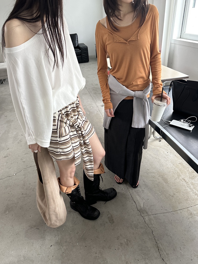 BOWIE韓國代購女裝新品職業熱賣時尚26春夏人氣長袖T恤寬松BOWIE長袖T恤