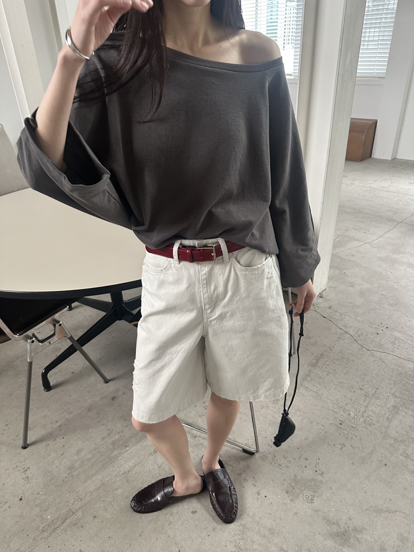 BOWIE韓國代購女裝新品職業熱賣時尚26春夏人氣長袖T恤寬松BOWIE長袖T恤