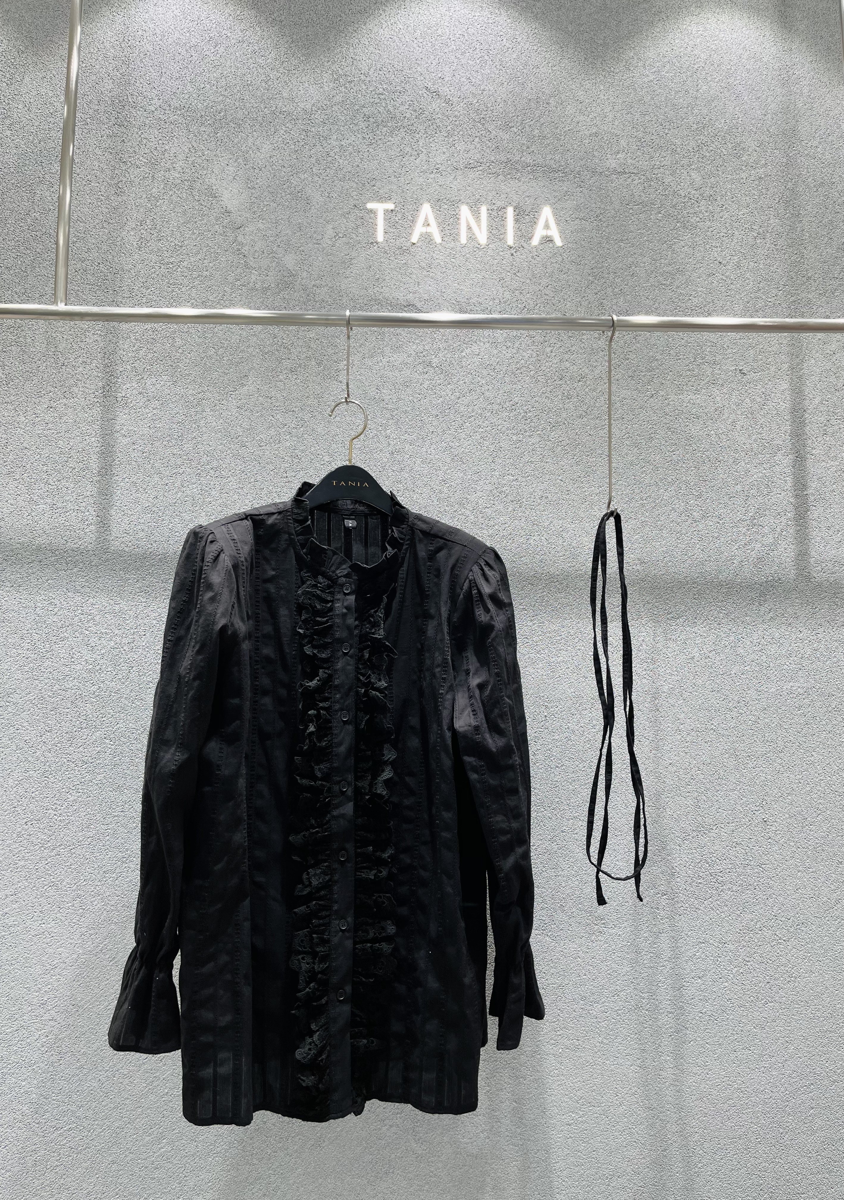 TANIA韓國直郵女士新品休閑推薦人氣職業襯衫蕾絲衫含腰繩TANIA襯衫/蕾絲衫