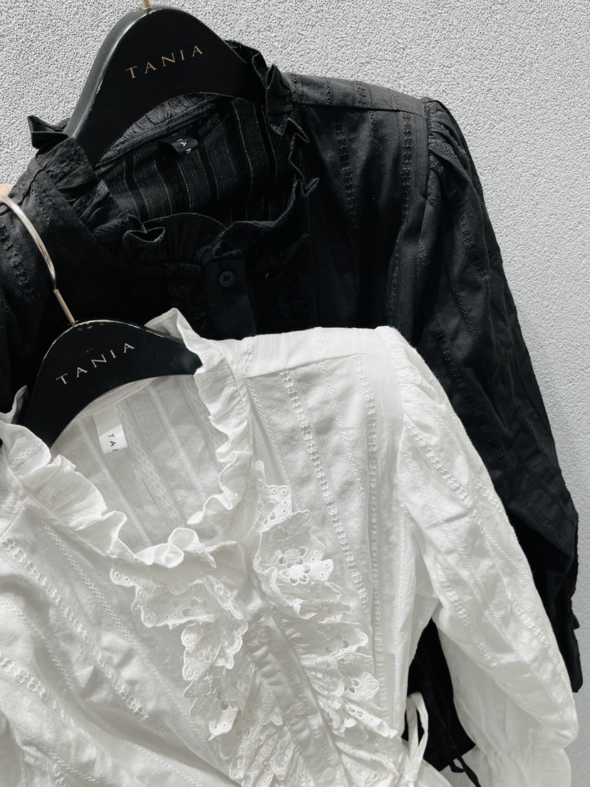 TANIA韓國直郵女士新品休閑推薦人氣職業襯衫蕾絲衫含腰繩TANIA襯衫/蕾絲衫