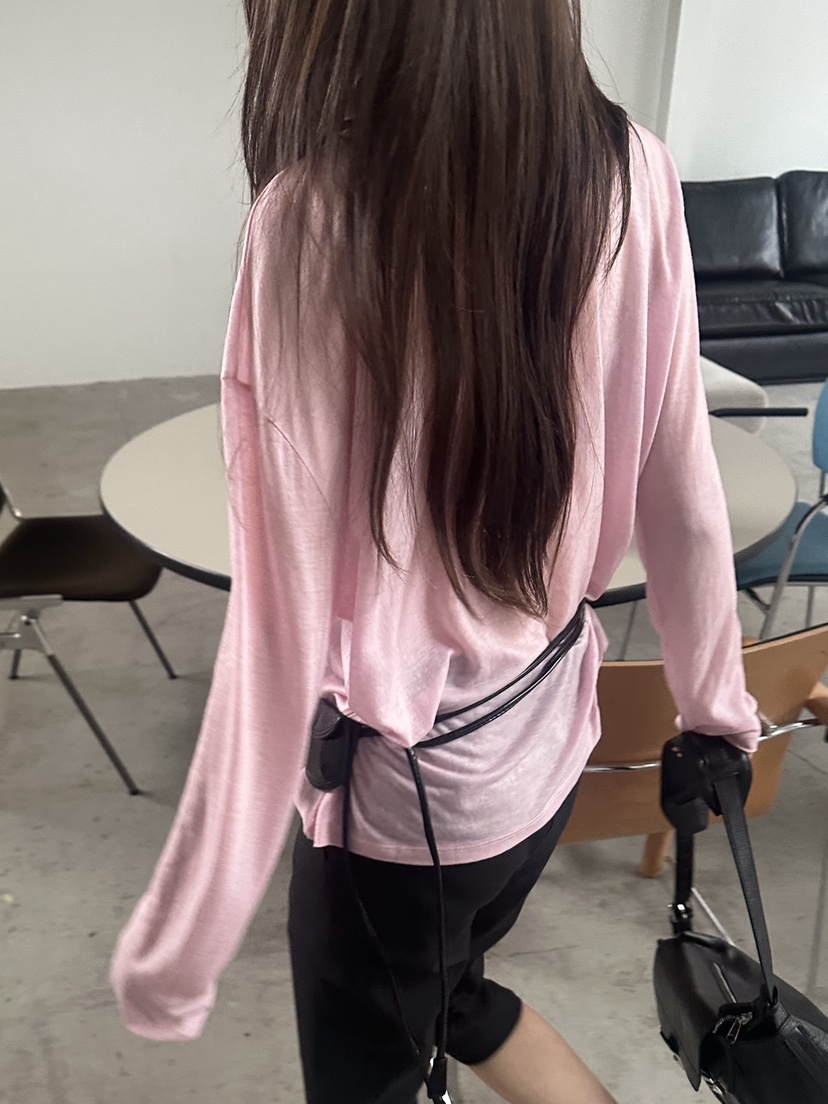 BOWIE韓國直郵實拍女士新款時尚推薦職業長袖T恤圍巾寬松BOWIE長袖T恤