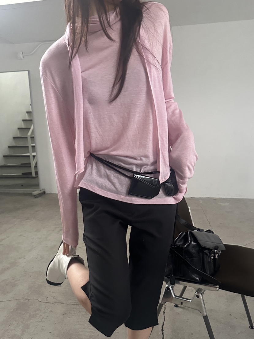 BOWIE韓國直郵實拍女士新款時尚推薦職業長袖T恤圍巾寬松BOWIE長袖T恤