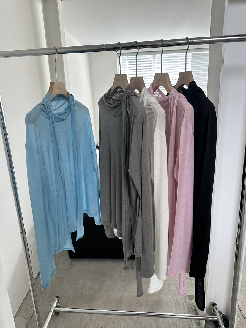 BOWIE韓國直郵實拍女士新款時尚推薦職業長袖T恤圍巾寬松BOWIE長袖T恤