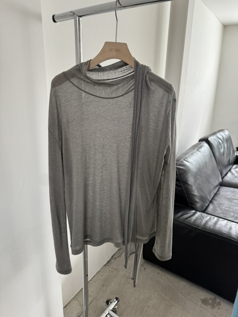 BOWIE韓國直郵實拍女士新款時尚推薦職業長袖T恤圍巾寬松BOWIE長袖T恤圖色4