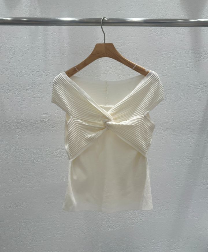 CRONG韓國代購女士新品推薦26春夏熱賣休閑職業針織衫露肩CRONG針織衫圖色1