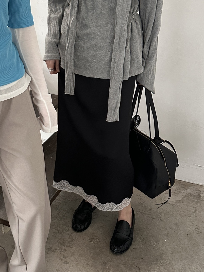 BOWIE韓國代購女裝新款推薦熱賣職業26春夏人氣休閑長裙蕾絲BOWIE長裙