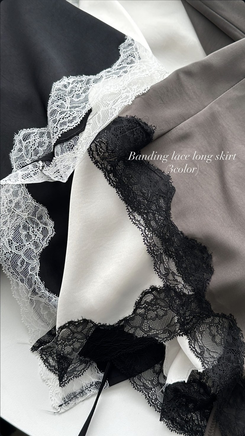 BOWIE韓國代購女裝新款推薦熱賣職業26春夏人氣休閑長裙蕾絲BOWIE長裙