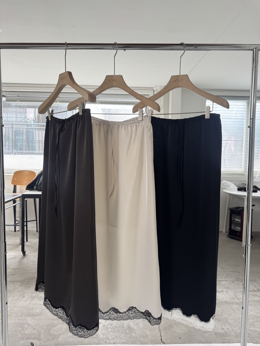 BOWIE韓國代購女裝新款推薦熱賣職業26春夏人氣休閑長裙蕾絲BOWIE長裙