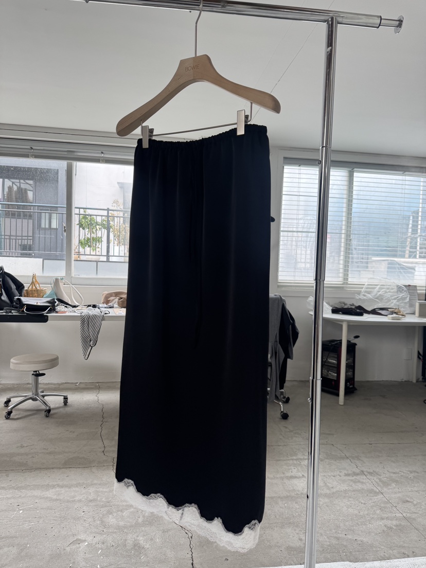 BOWIE韓國代購女裝新款推薦熱賣職業26春夏人氣休閑長裙蕾絲BOWIE長裙圖色2