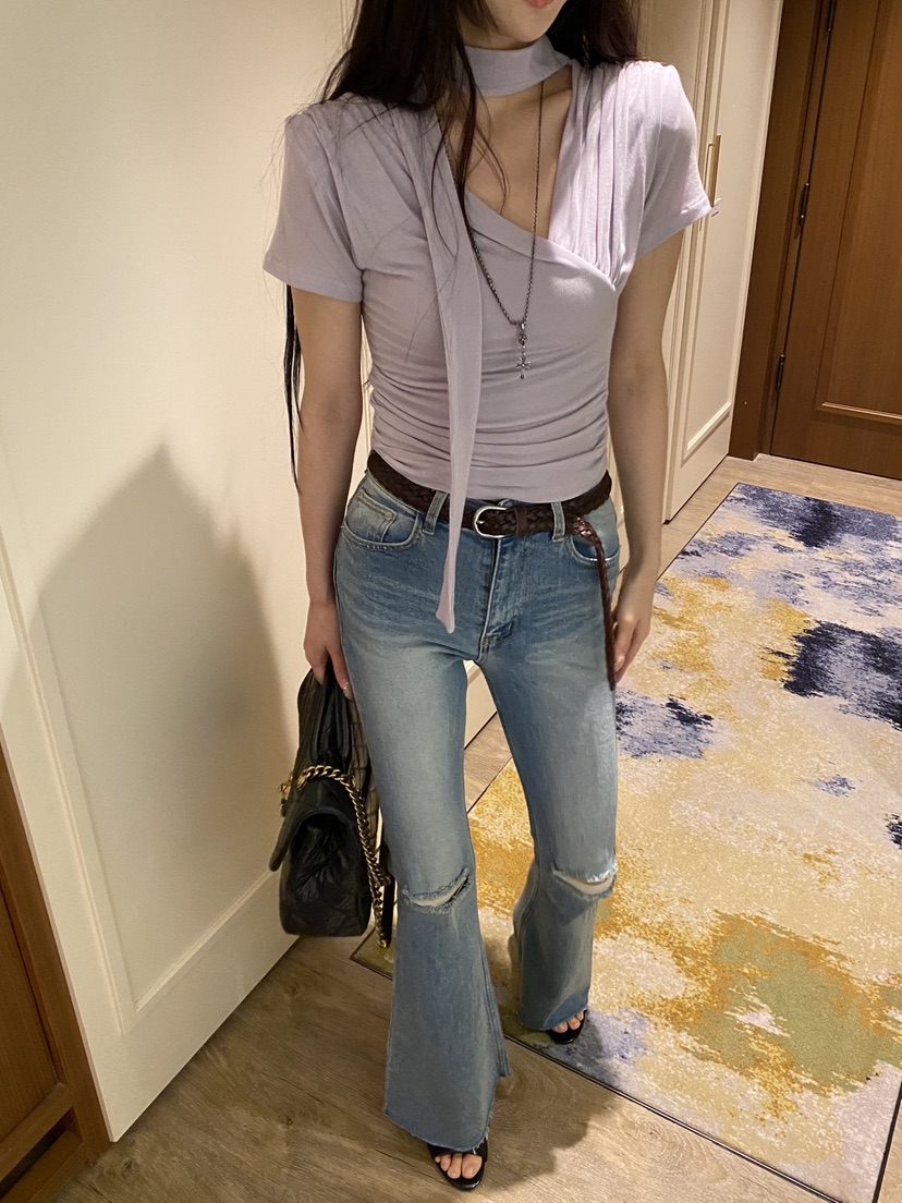 FOUREIGHT韓國東大門直郵女士新品時尚職業休閑人氣T恤圍巾FOUR EIGHTT恤