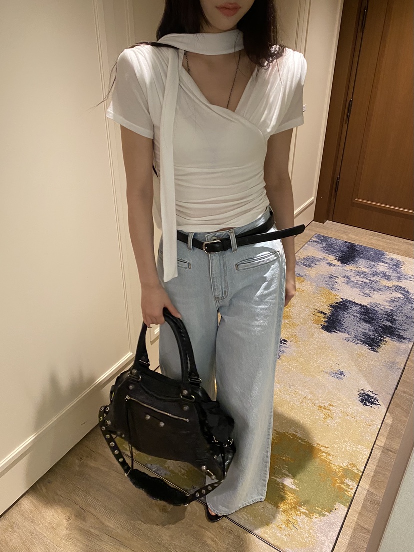 FOUREIGHT韓國東大門直郵女士新品時尚職業休閑人氣T恤圍巾FOUR EIGHTT恤