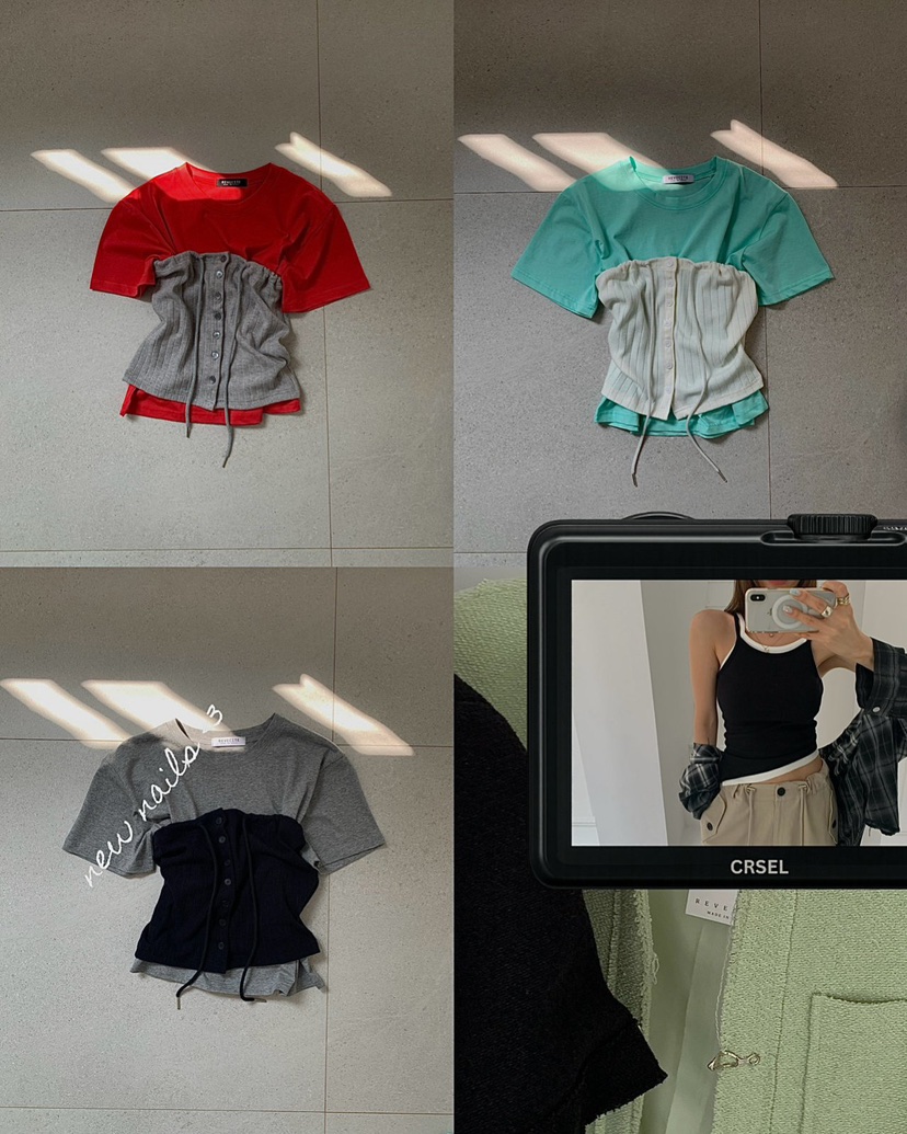 REVE CITE-L韓國東大門直郵女士新品熱賣吊帶背心不含內搭羅紋REVE CITE-L吊帶/背心