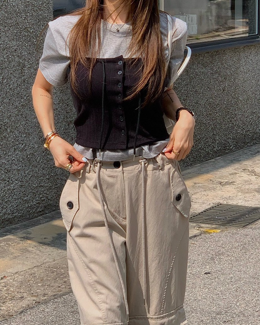 REVE CITE-L韓國東大門直郵女士新品熱賣吊帶背心不含內搭羅紋REVE CITE-L吊帶/背心圖色3