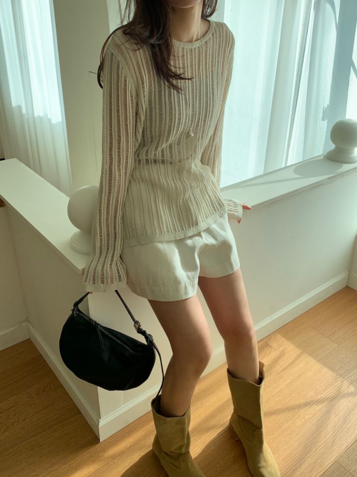 KOMOREBI韓國直郵實拍女士新品時尚熱賣人氣針織衫含腰繩KOMOREBI針織衫