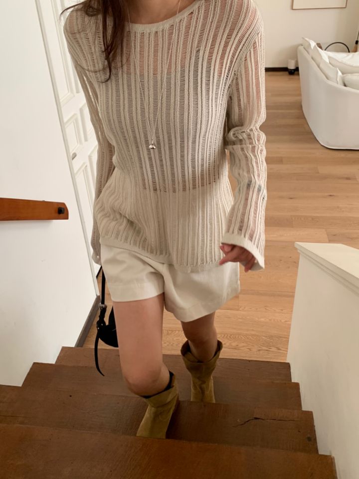 KOMOREBI韓國直郵實拍女士新品時尚熱賣人氣針織衫含腰繩KOMOREBI針織衫