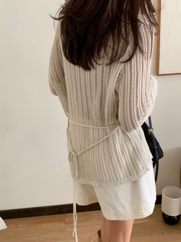 KOMOREBI韓國直郵實拍女士新品時尚熱賣人氣針織衫含腰繩KOMOREBI針織衫