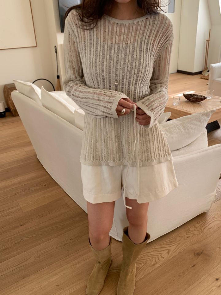 KOMOREBI韓國直郵實拍女士新品時尚熱賣人氣針織衫含腰繩KOMOREBI針織衫