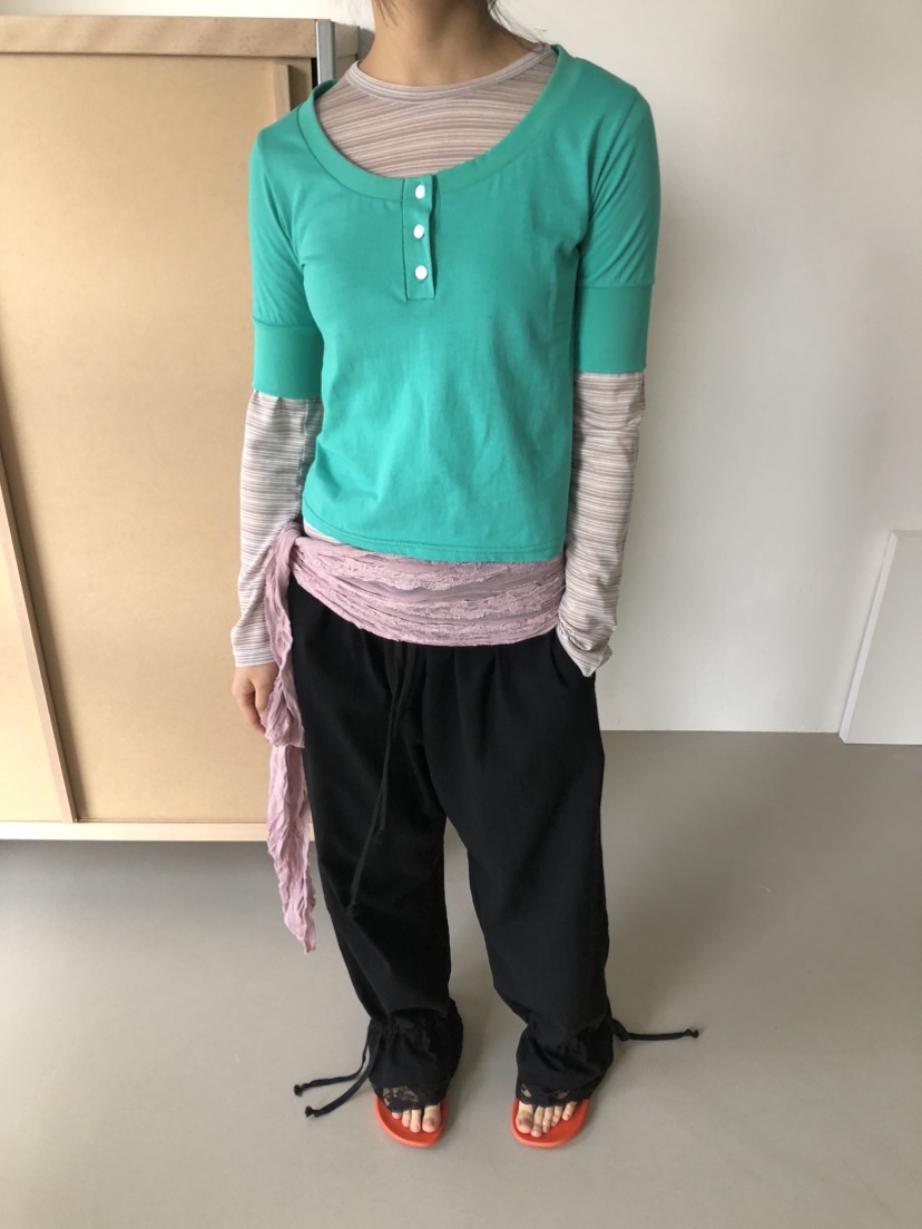 FLASH/I LOVE ME韓國直郵實拍女士新款26春夏T恤不含內搭圍巾FLASH/I LOVE MET恤