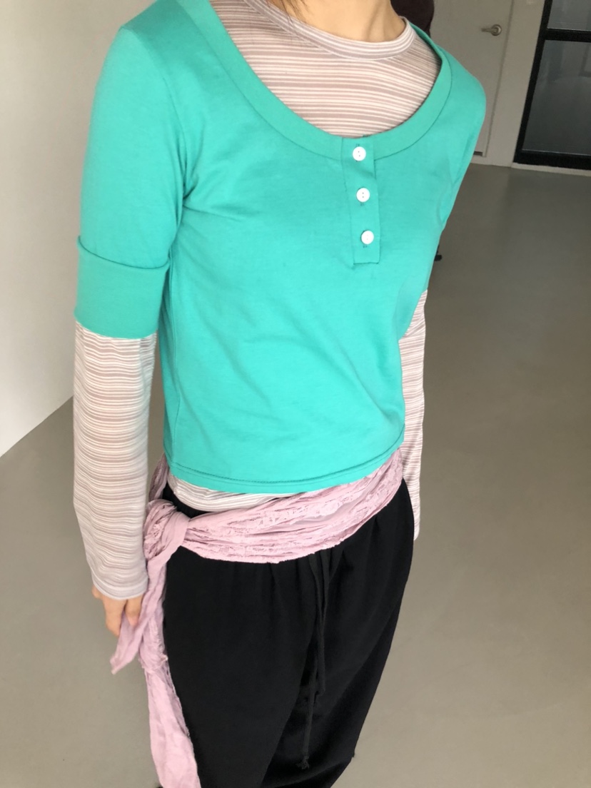 FLASH/I LOVE ME韓國直郵實拍女士新款26春夏T恤不含內搭圍巾FLASH/I LOVE MET恤圖色4