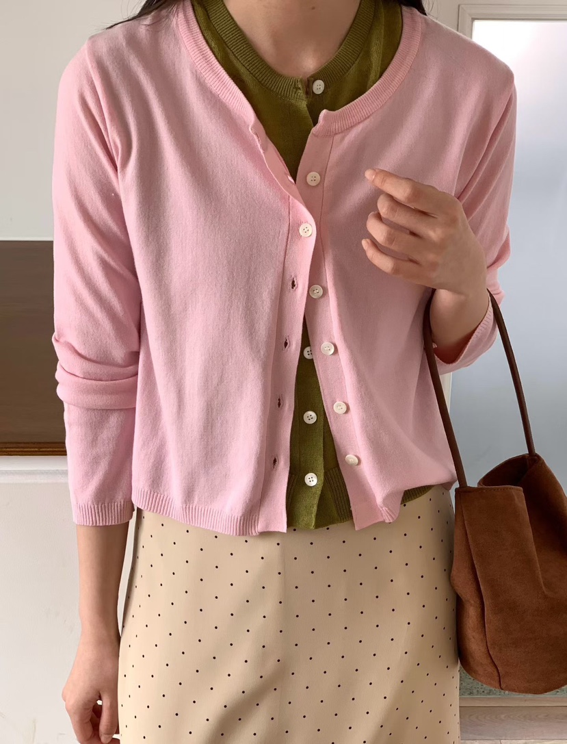 BINUS韓國代購女士新款推薦時尚26春夏針織衫不含內搭開衫BINUS針織衫