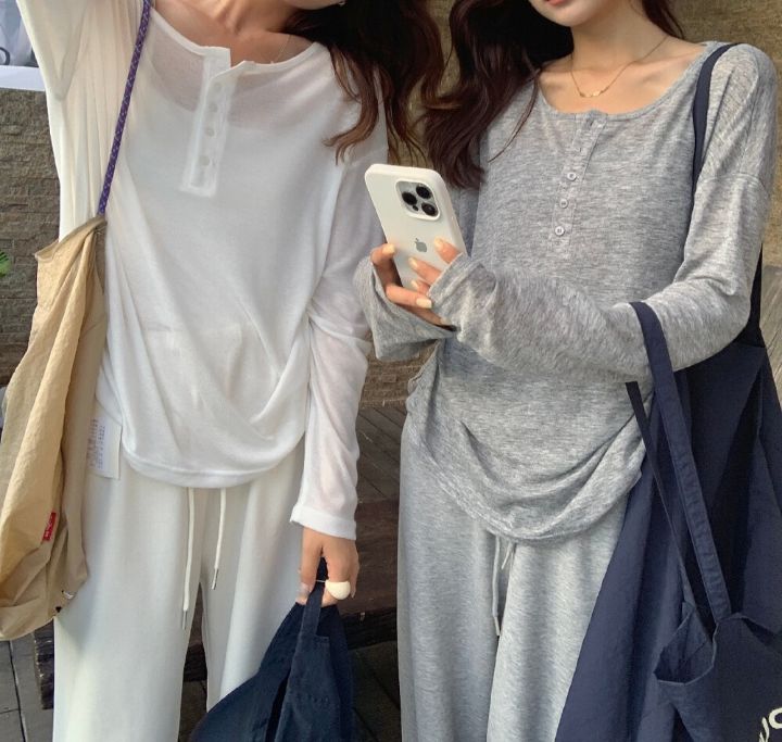 STAY HERE韓國直郵女士新品時尚26春夏人氣休閑熱賣長袖T恤STAY HERE長袖T恤