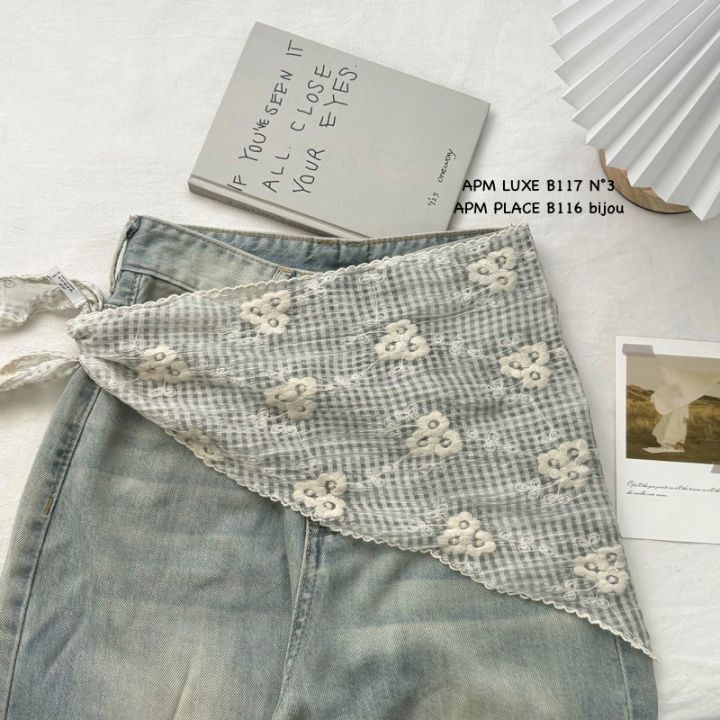 N3韓國東大門代購女士新款人氣時尚休閑圍巾披肩刺繡格子N3圍巾/披肩