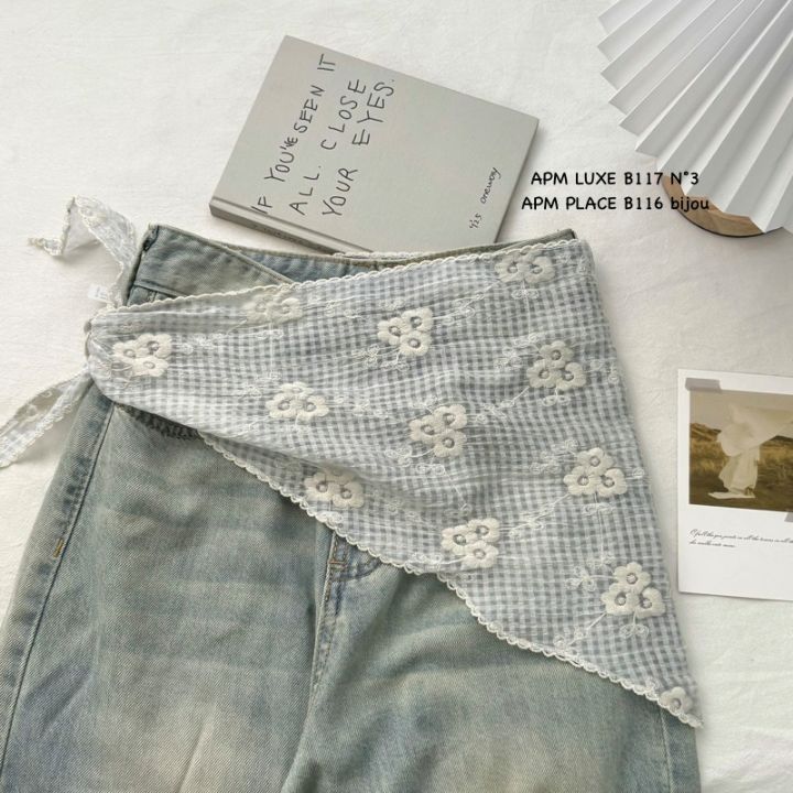 N3韓國東大門代購女士新款人氣時尚休閑圍巾披肩刺繡格子N3圍巾/披肩