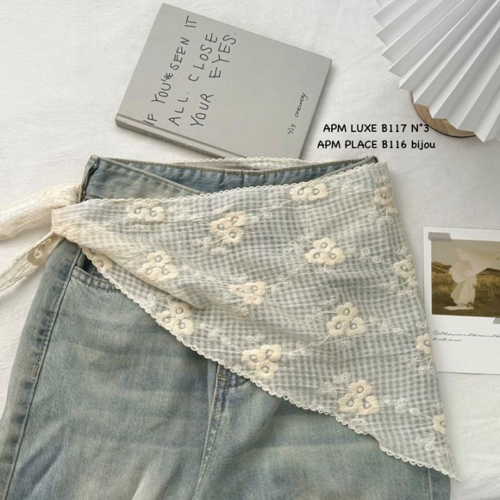 N3韓國東大門代購女士新款人氣時尚休閑圍巾披肩刺繡格子N3圍巾/披肩