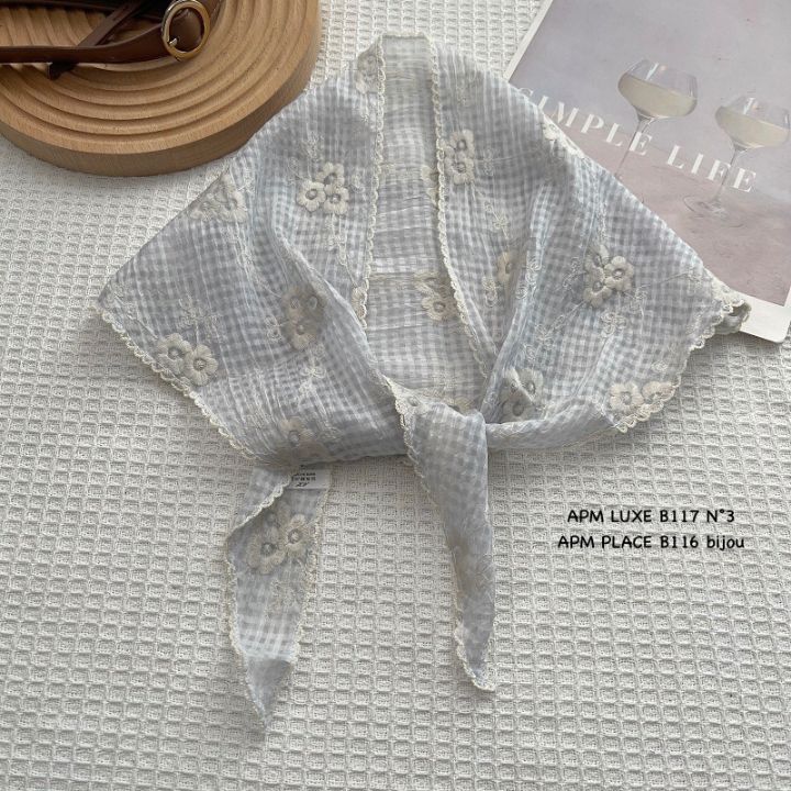 N3韓國東大門代購女士新款人氣時尚休閑圍巾披肩刺繡格子N3圍巾/披肩